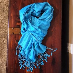 Sky Blue Blanket Scarf with fringe